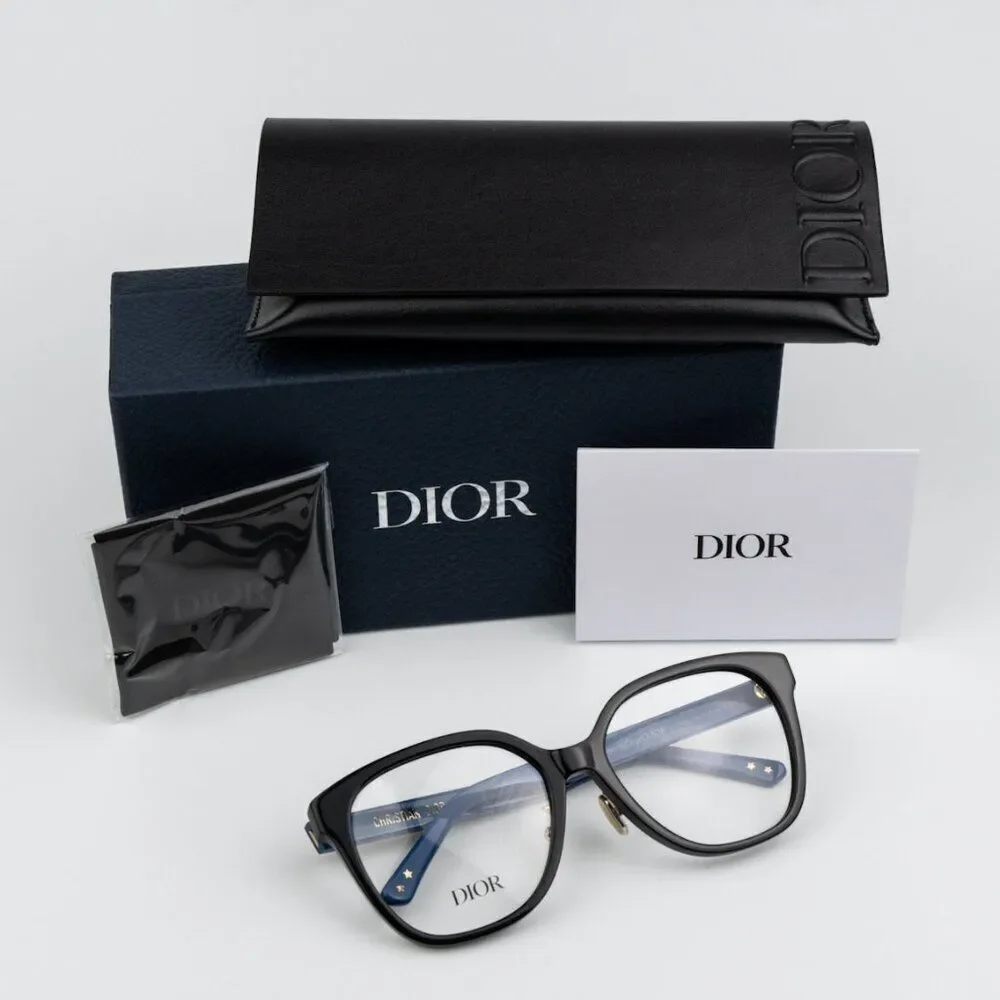 NEW Dior LAPARISIENNEDIORO S3F 1000 Shiny Black Blue Women Eyeglasses